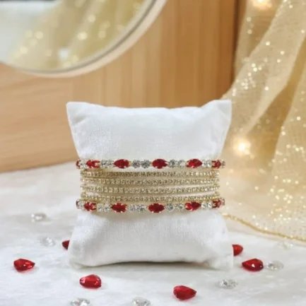 6 Pcs Gold Plated Crystal Kara Bangle Set for Women