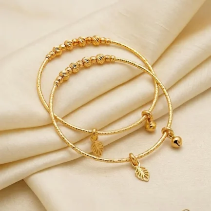 2 Pcs Funky Gold Plated Crystal Kara Bangle