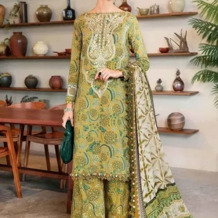 3 Pcs Women's Unstitched Printed Suit