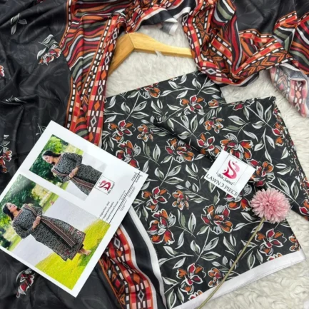 3 Pcs Women's Unstitched Printed Suit