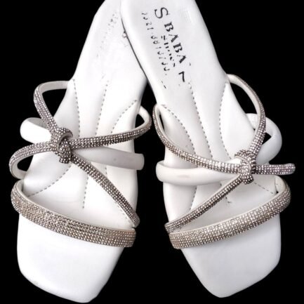 White Rhinestone Women's Formal Flats Size 7-10