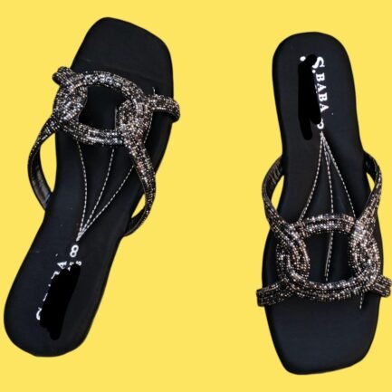 Women's Black Rhinestone Satin Formal Flats